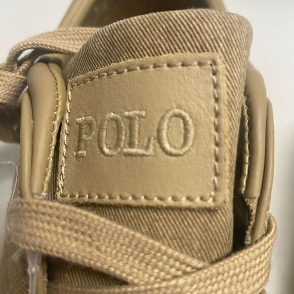RALPH LAUREN Polo Faxon Low Brown Washed Twill Men’s Sneakers Lace Up Size 11.5D - Picture 4 of 12